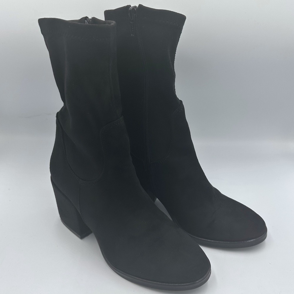 Charles‎ David Witchygoth Black Suede Sock Boots Block Heel Italy EU 36.5 US6